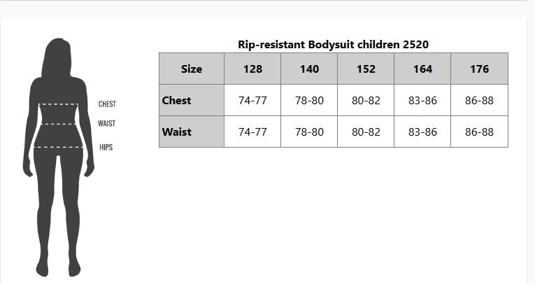 2520 Special Needs Bodysuit - טבלת מידות